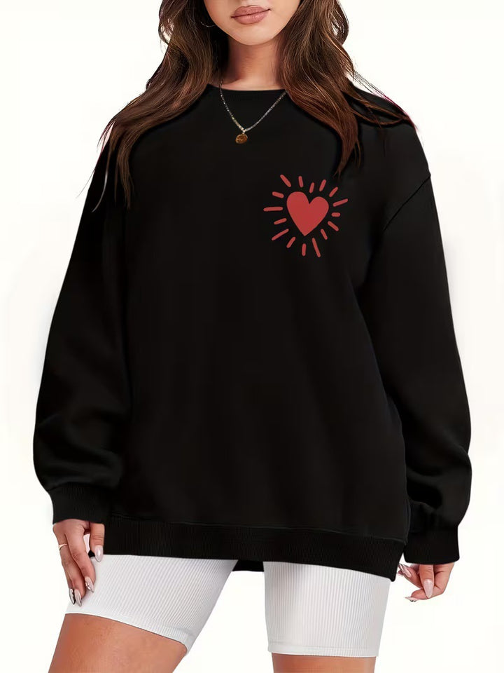 Dames sweatshirt med casual hjerte-motiv og oversized passform Skjora