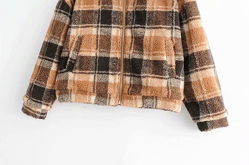 Dame Cozy Flanelljakke i Rutete Design Skjora
