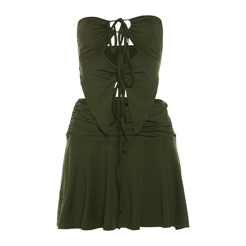Dame sommerlig wrapkjole med moderiktige cut-outs og rynket design Skjora