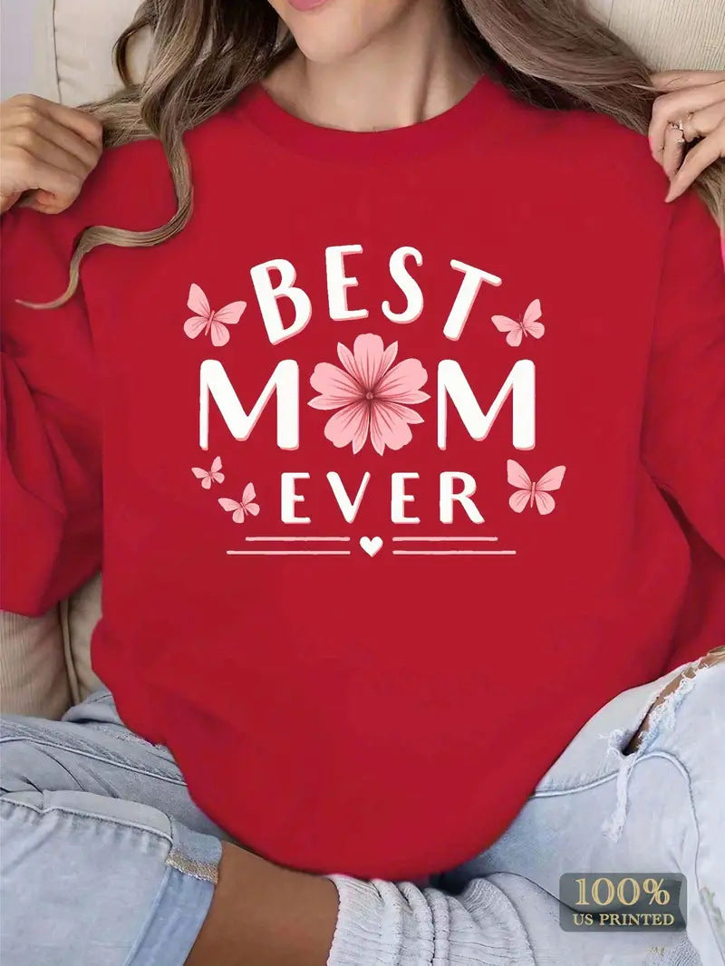 Dame sweatshirt med leken favorittutsagn og blomsterdesign Skjora