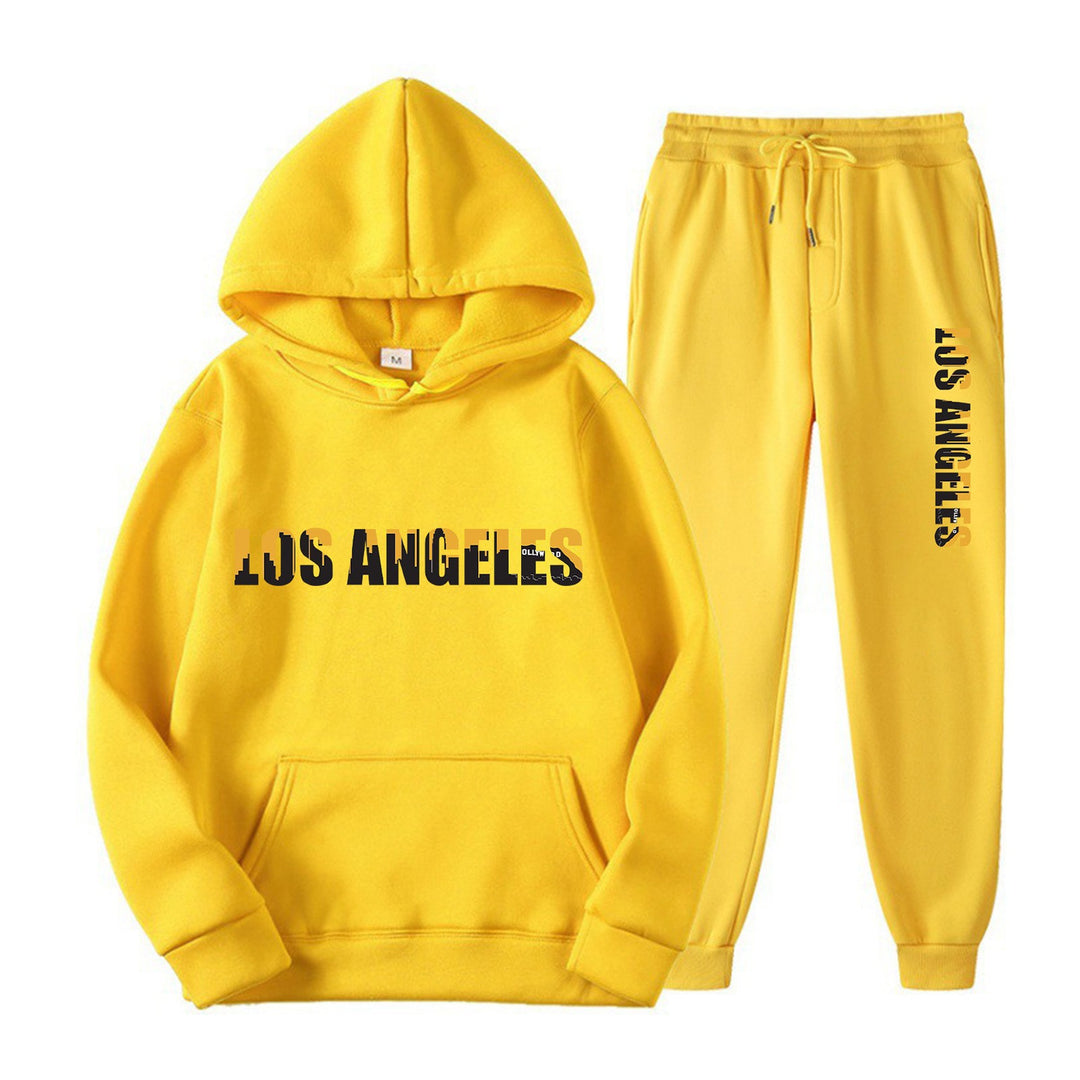 Dames fritid hettegensere og joggebukse sett med casual Los Angeles tekst Skjora