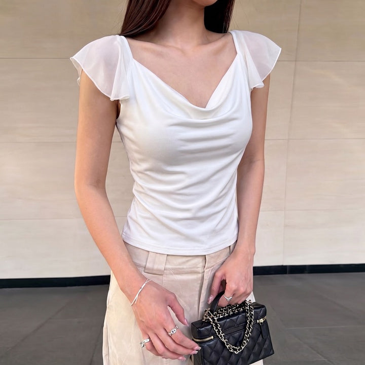 Damer Elegant topp med flytende chiffon-detalj Skjora