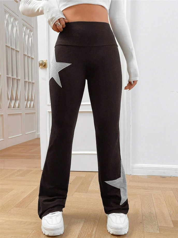 Damer ledige Bootcut-Leggins med stjernemotiv Skjora