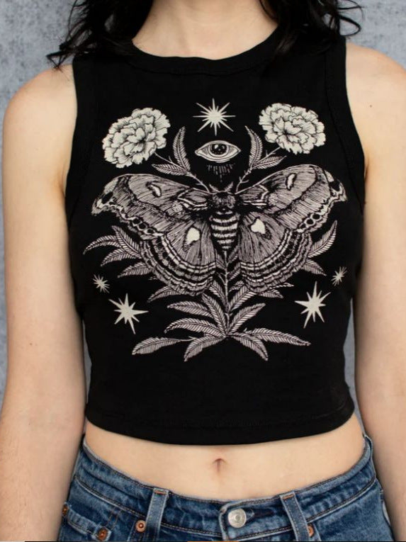 Dame Crop-Top med unikt design og moteriktig trykk Skjora