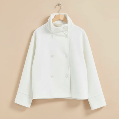 Skjora | Dame Modisk Cropped Jakke med høy Krage og dobbel knappeliste