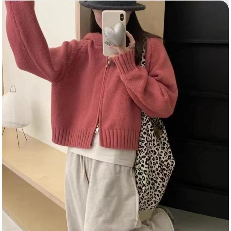 Kvinne Snuggly Hoodie Cardigan med Glidelås og Store Lommer Skjora
