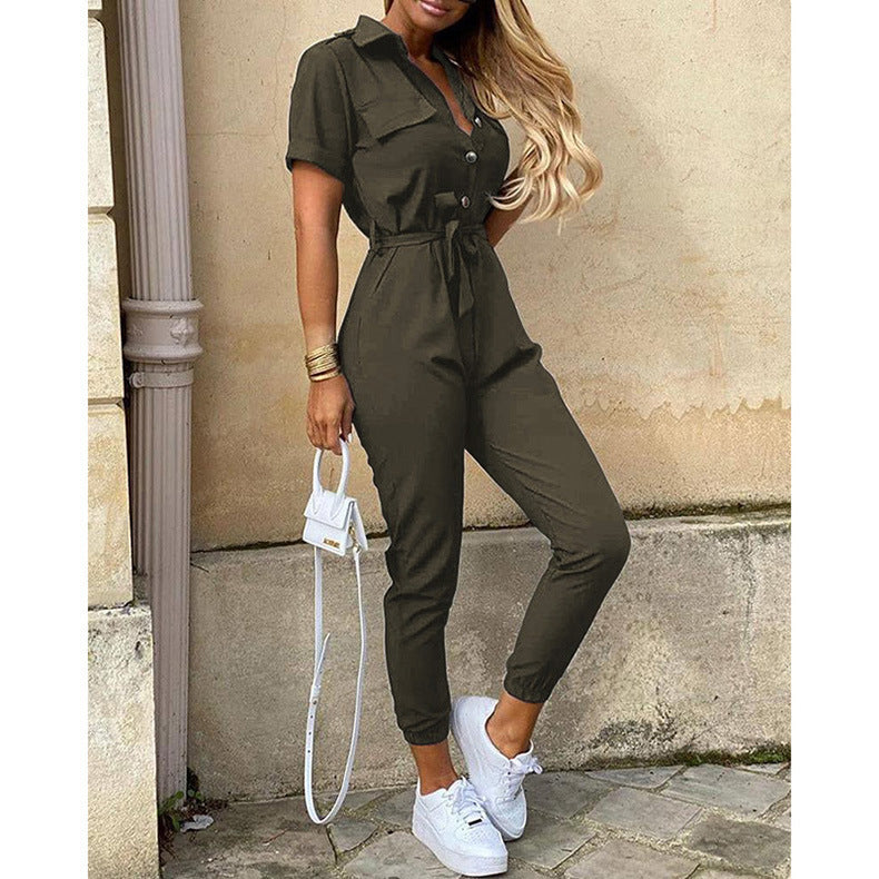 Dame elegant jumpsuit med innsvingt snitt og praktiske lommer Skjora