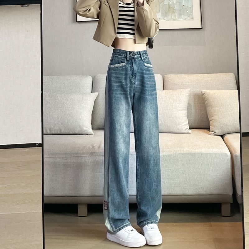 Kvinnenes vide jeans med sidestriper Skjora