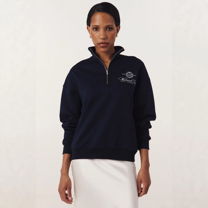 Kvinnelig sporty zip genser med en uformell skjæring og elegant broderi Skjora