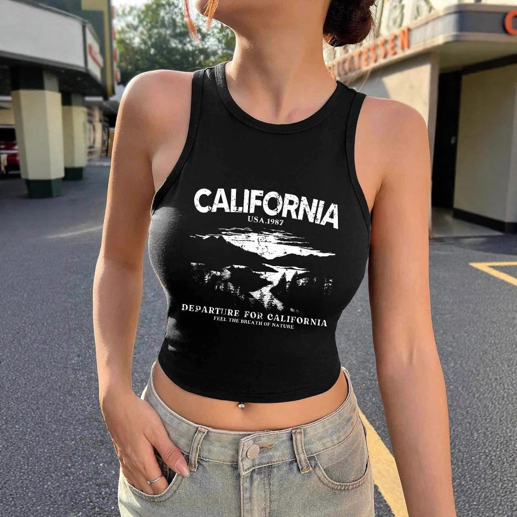 Dame Crop-Top med kreativ California-design Skjora