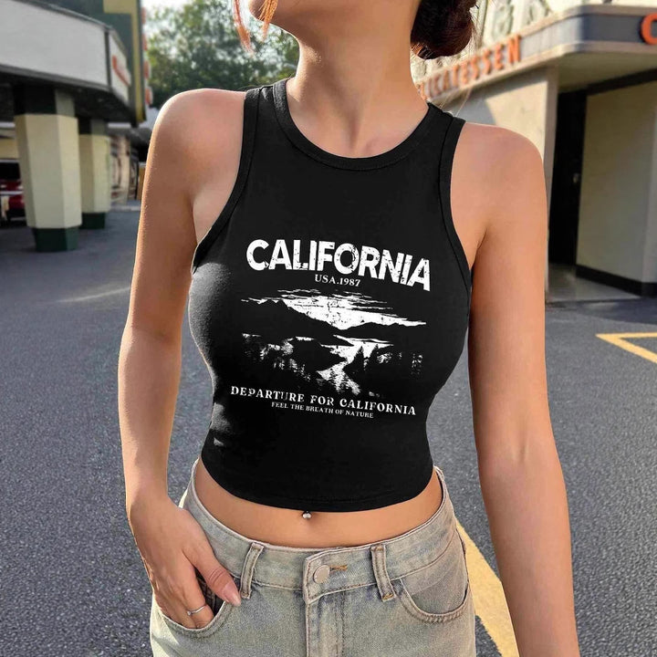 Dame Crop-Top med kreativ California-design Skjora