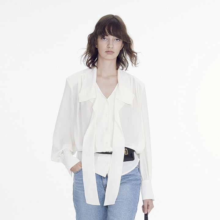 Dame elegant bluse med belte Skjora