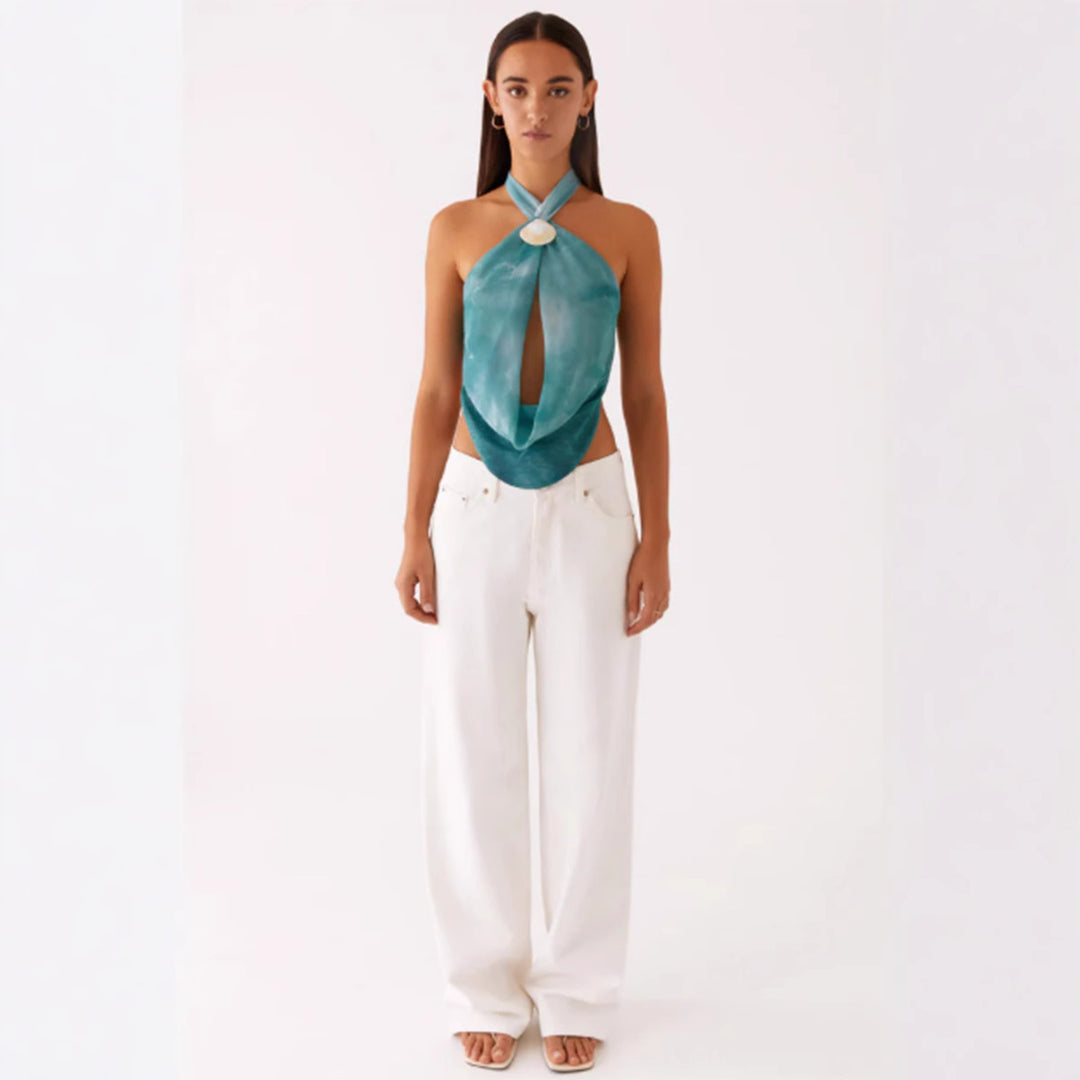 Women's neck top in trendy wrap-around design with high-quality details Skjora