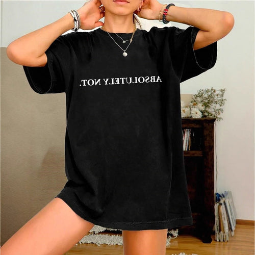 Dame Oversized T-skjorte med kreativt statementtrykk Skjora