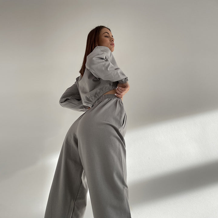 Dame sporty loungewear-set med løs passform og elastisk midje Skjora