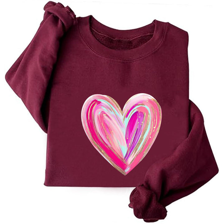 Kvinnenes sweatshirt med kreativ hjerte design Skjora