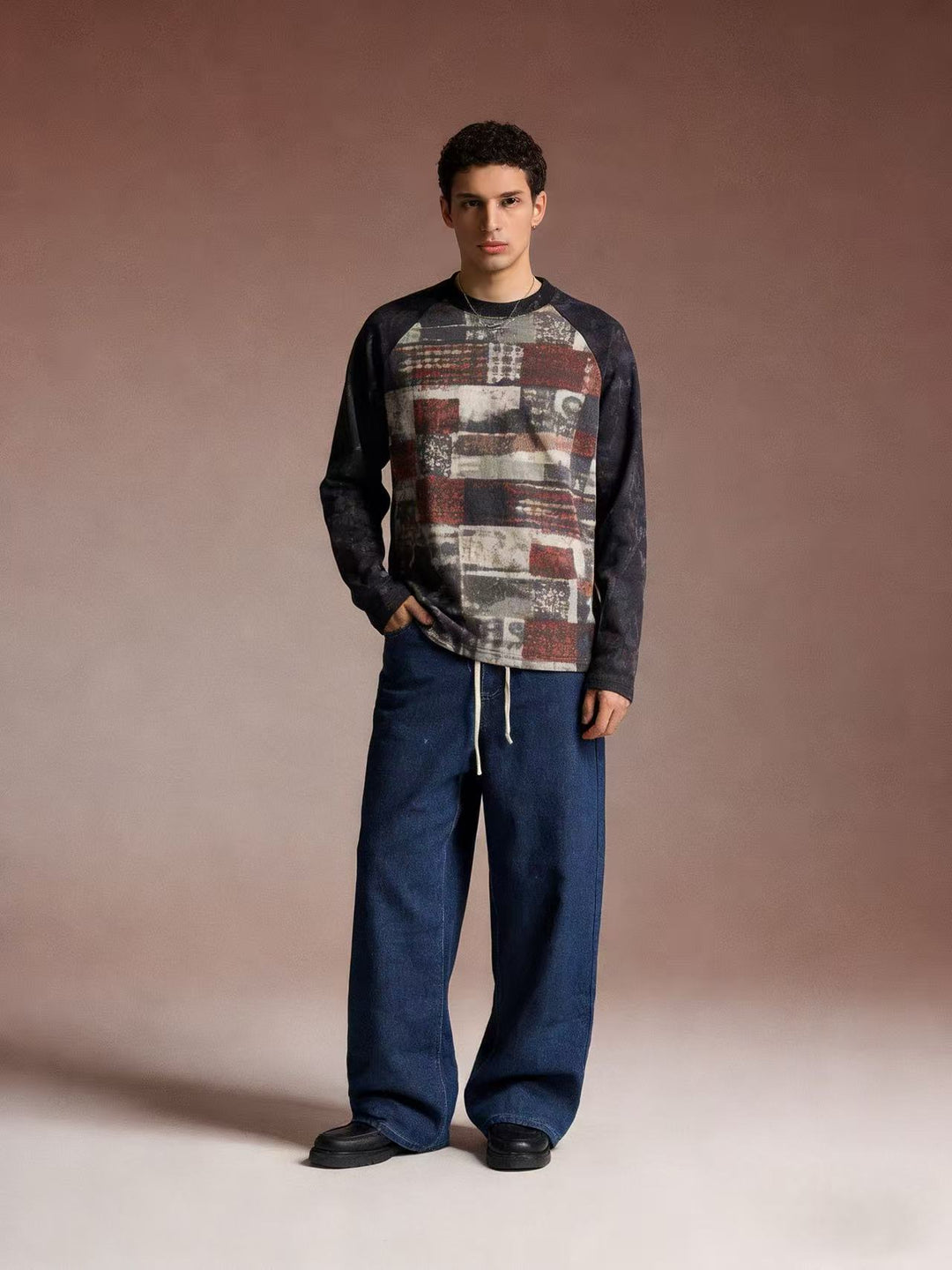 Herre casual sweatshirt med grafisk trykk og raglanermer Skjora