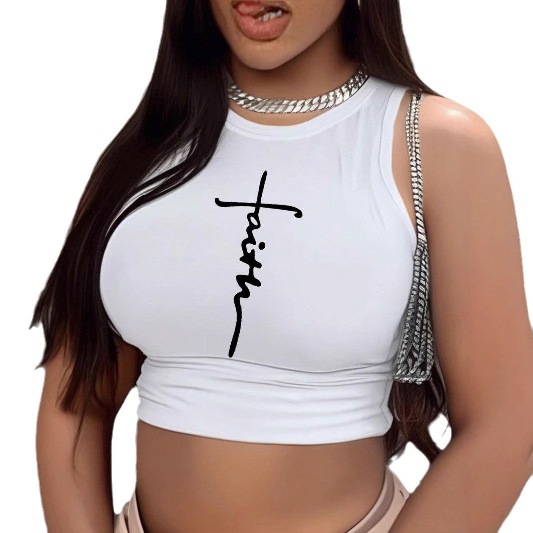 Dame Crop-Top med unikt design og moteriktig trykk Skjora