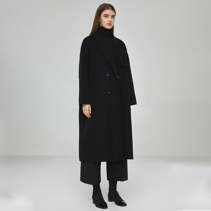 Damer Elegante og klassiske lang ullkåpe Skjora