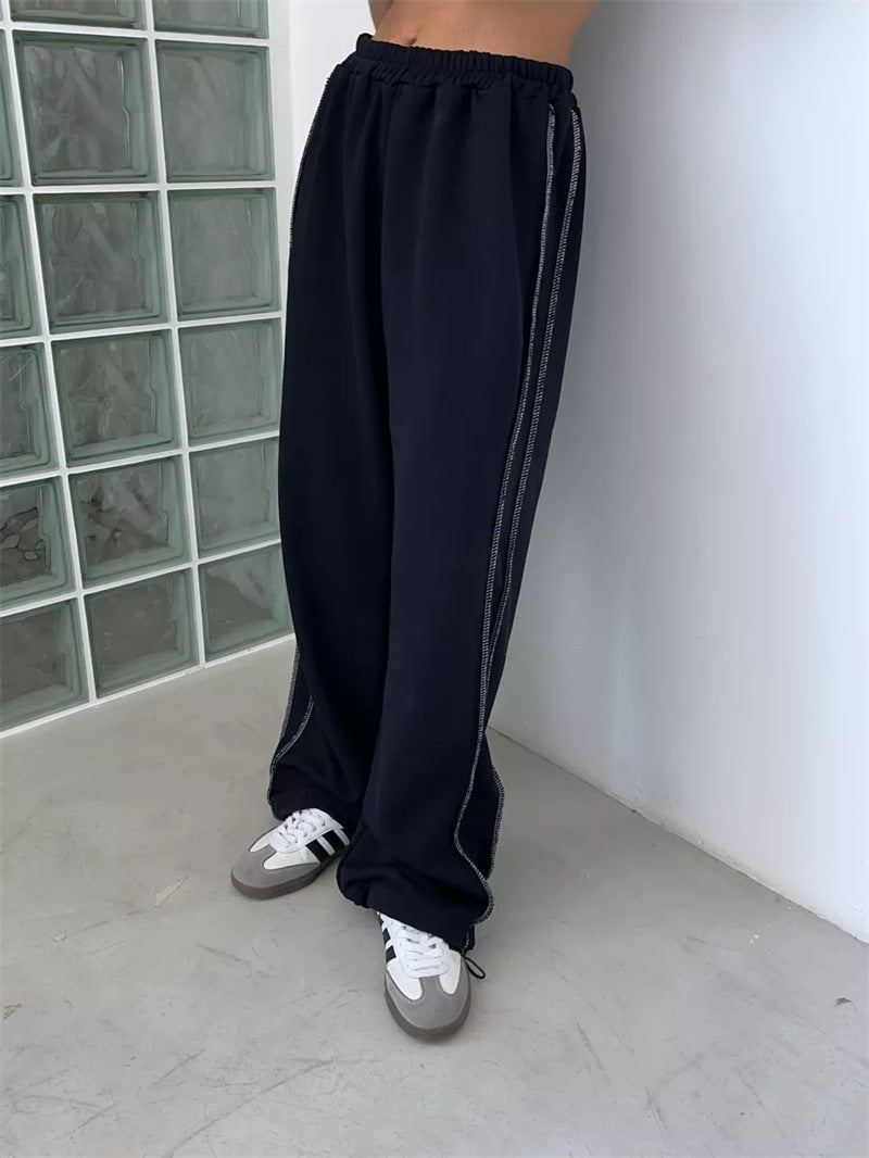 Dame casual joggebukser med vidt snitt på bena og elastisk midje Skjora