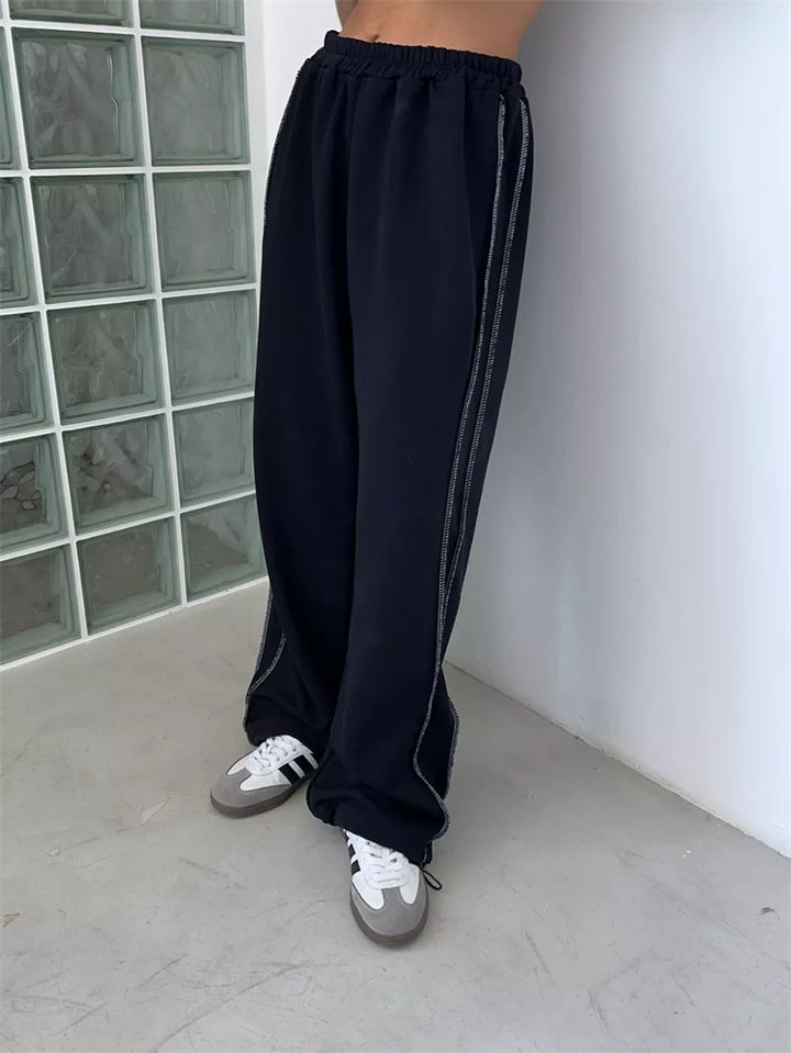 Dame casual joggebukser med vidt snitt på bena og elastisk midje Skjora