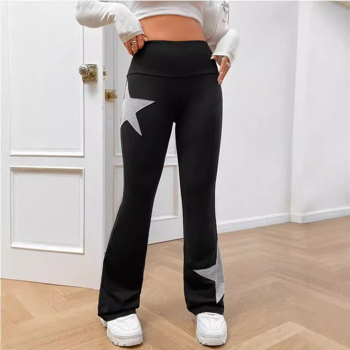 Damer ledige Bootcut-Leggins med stjernemotiv Skjora