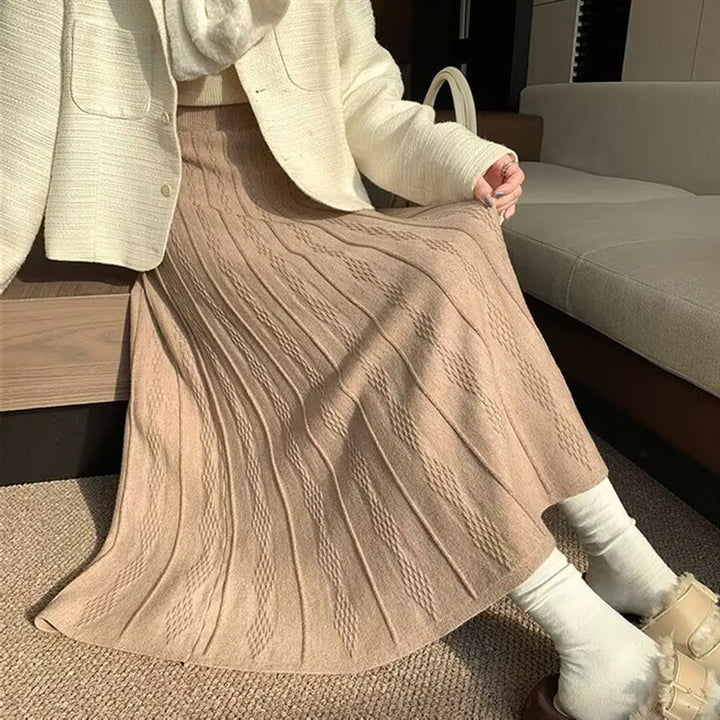 Damer Elegant Maxi Skjørt med fint teksturmønster Skjora