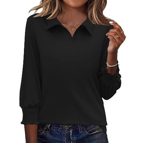 Damer Elegant Polo Shirt med Ruffle Detaljer Skjora