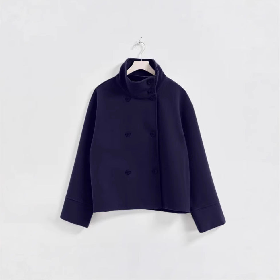 Skjora | Dame Modisk Cropped Jakke med høy Krage og dobbel knappeliste