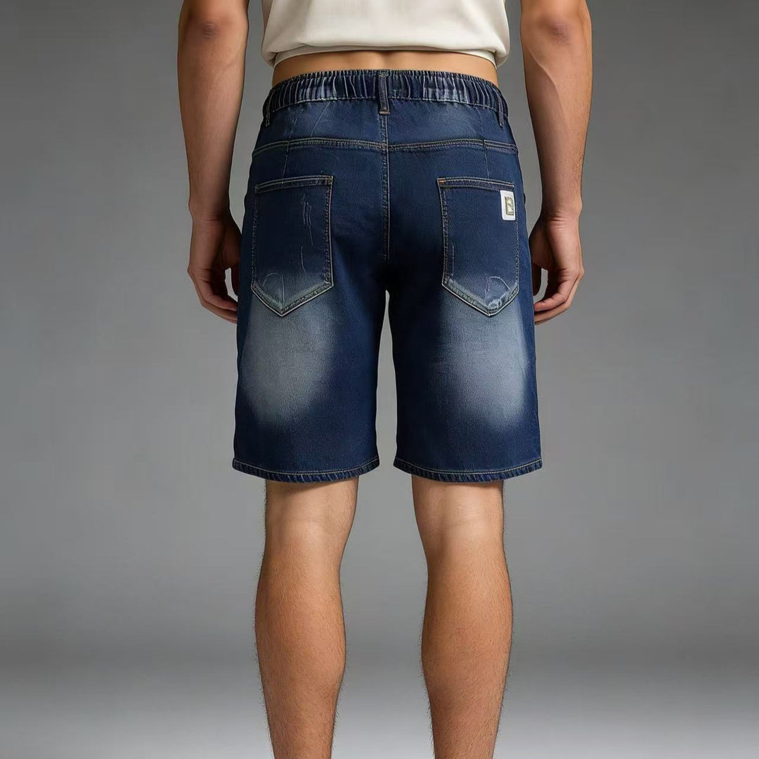 Herre behagelige denimshorts med elastisk midje og avslappet design Skjora