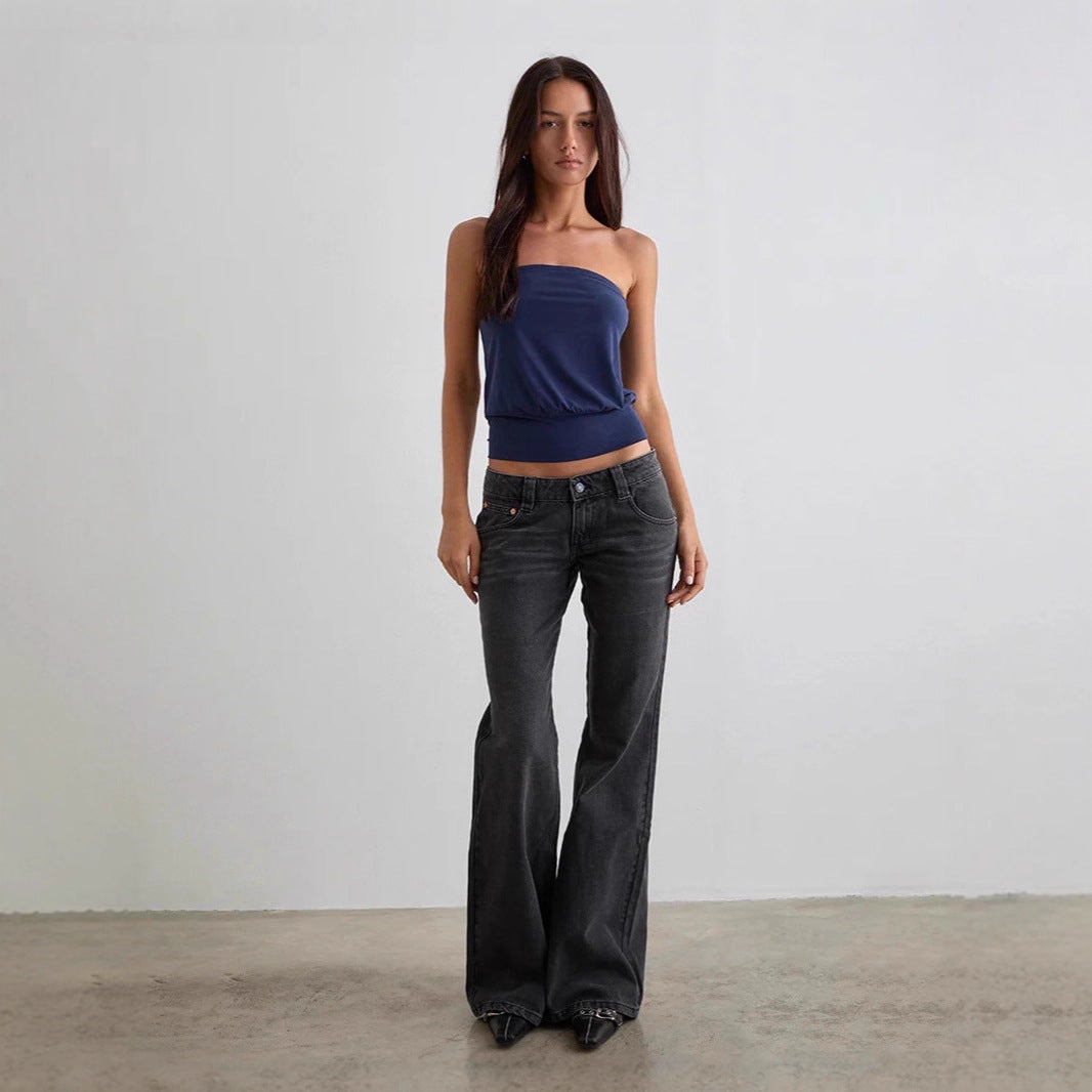 Dame bootcut Jeansbukse med høy midje og moderne snitt Skjora