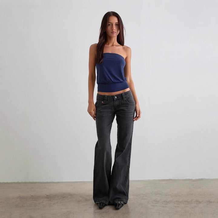 Dame bootcut Jeansbukse med høy midje og moderne snitt Skjora