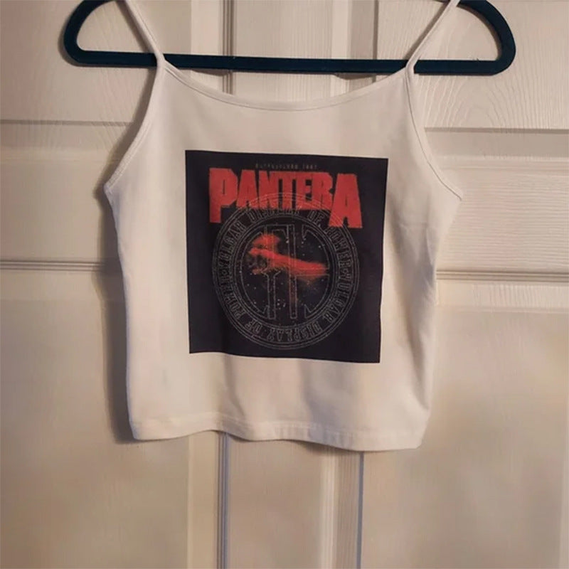 Dame ermeless T-skjorte med trykt vintage-motiv Skjora