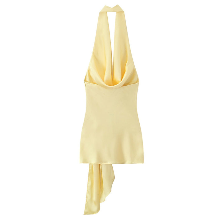 Dame Halter-Top med elegant innpakningsdesign og flytende stoff Skjora