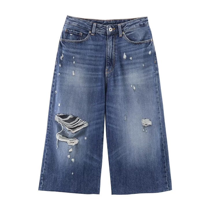 Damer løstsittende jeans i avslappet destroyed-design Skjora