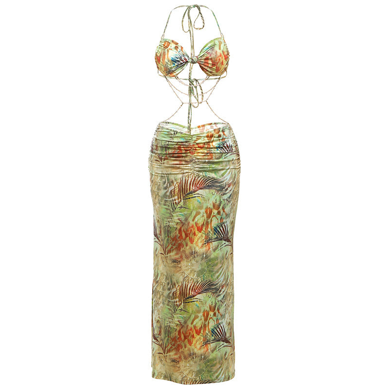 Dame bikini sett med elegant emballasjedesign og blomstertrykk Skjora