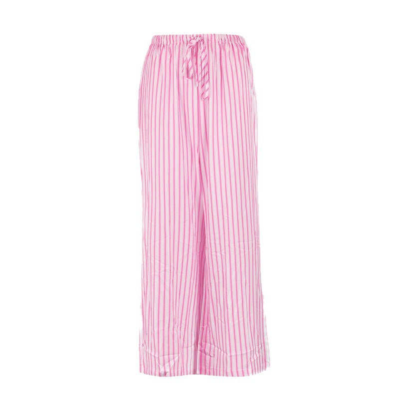 Dame løs fritidsbukser med elastisk linning og trendy stripemønster Skjora
