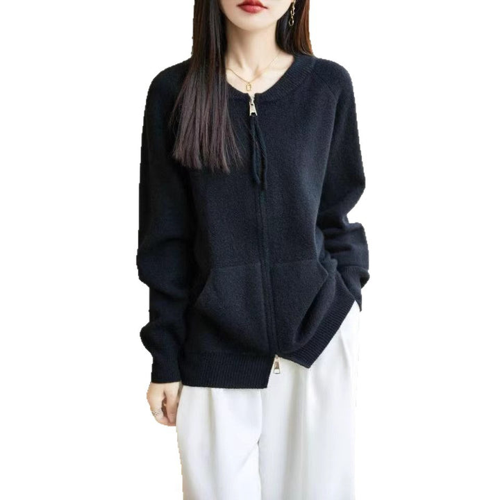 Dame cardigan med glidelås og praktiske lommer Skjora