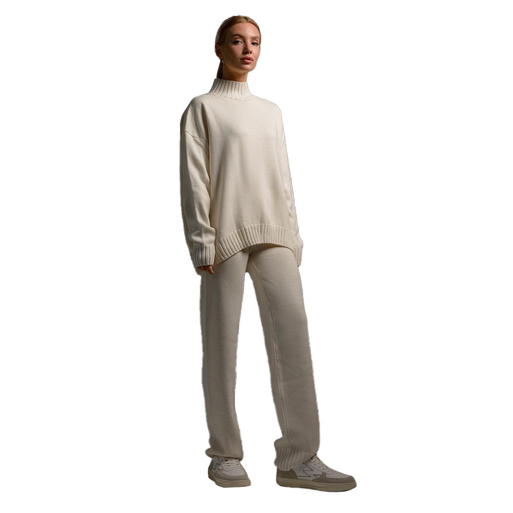 Damers Koselige Strikket Jumpsuit med Høy Krage og Løs Passform Skjora