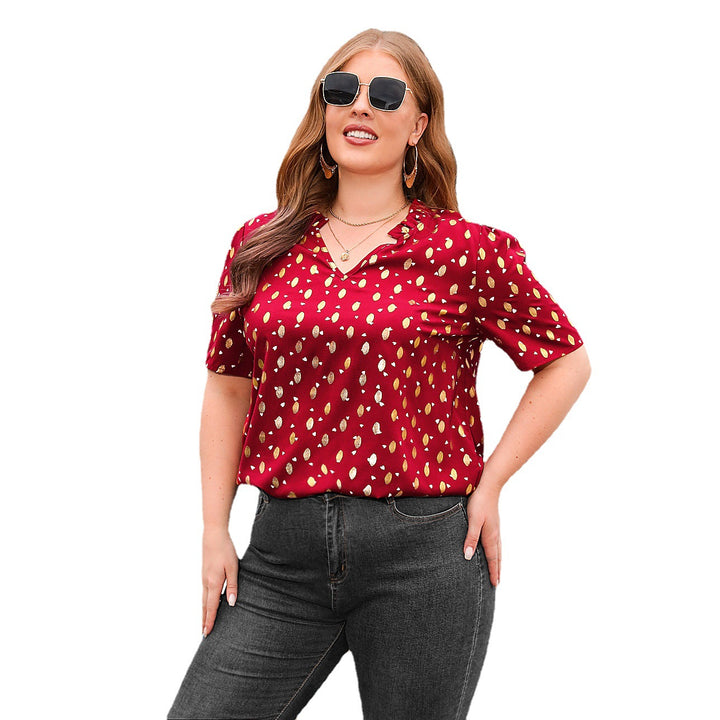 Damer Elegant kortermet bluse skjorte med moderne trykk Skjora