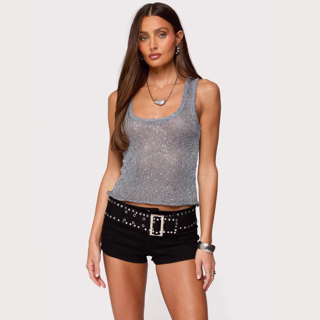 Damer Glamorøst Glitrende Tanktop Skjora