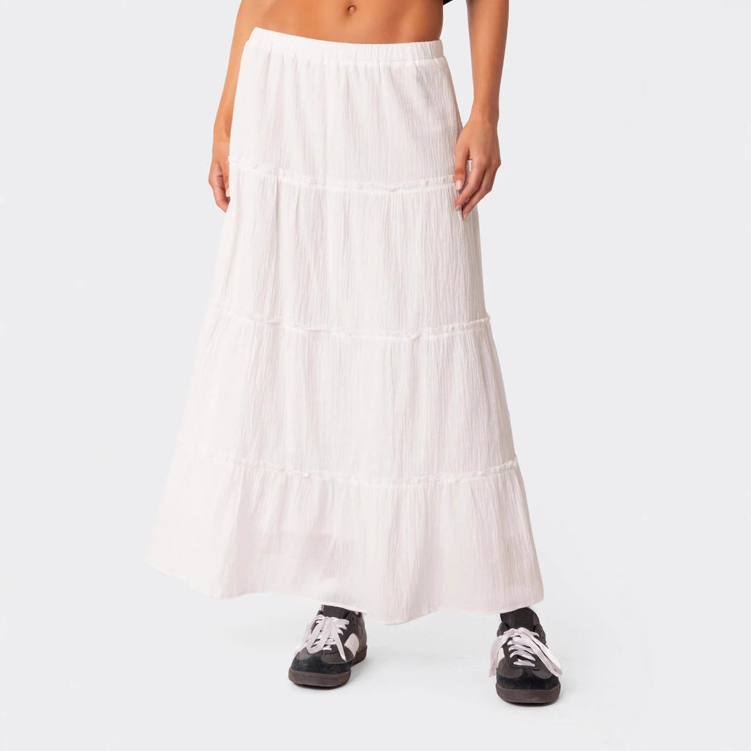 Dame luftig Crop-Top med fortryllende heklemønster og svingende kant Skjora