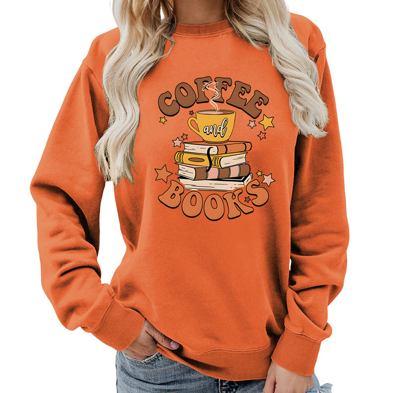 Dame sweatshirt med kreativ kaffebokdesign Skjora