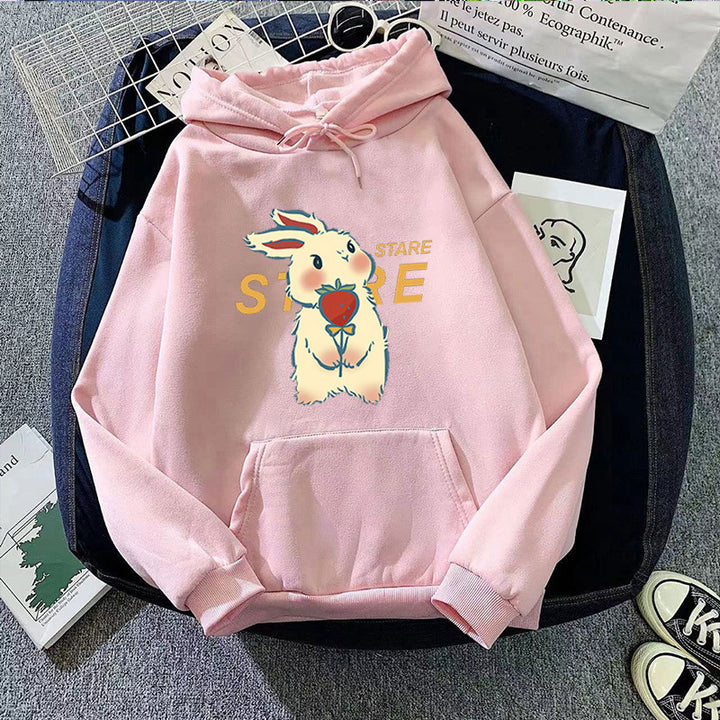 Damen Kapuzenpullover mit verspieltem Hasenmotiv und Inspirationsschriftzug Skjora