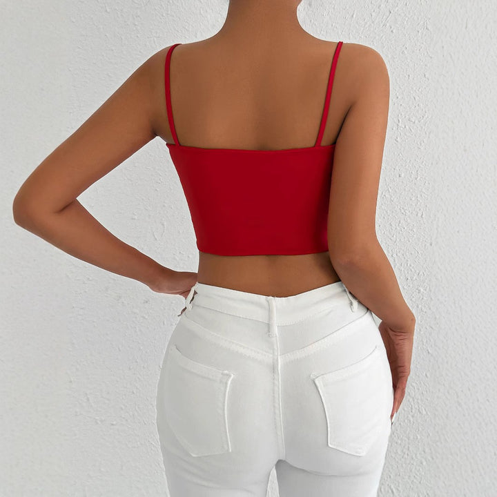 Dame Figurtilpasset Crop-Top laget av elastisk materiale med spaghetti-stropper Skjora
