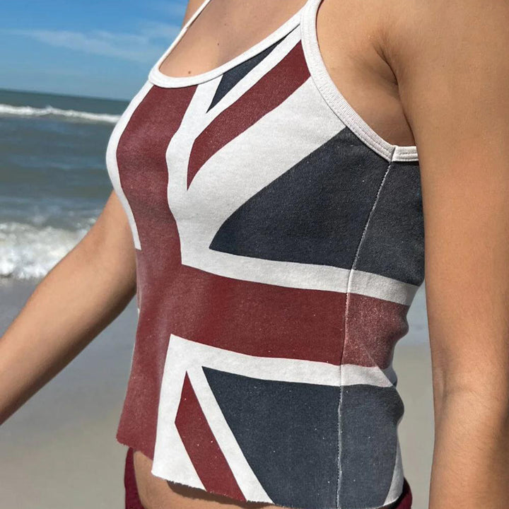 Dame Crop-Top med britisk motiv Skjora