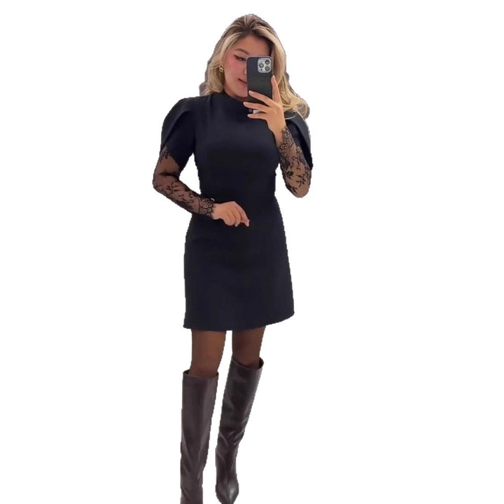 Kvinnes Elegant Kjole med Blonder og Fitted Snitt Skjora