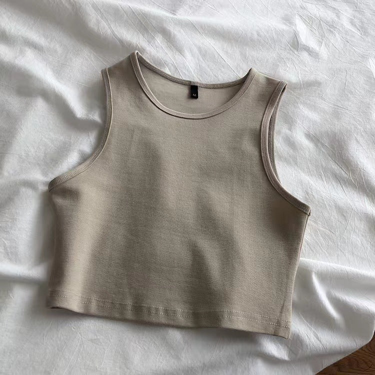 Dame crop top laget av pustende materiale med en figurnærende cut