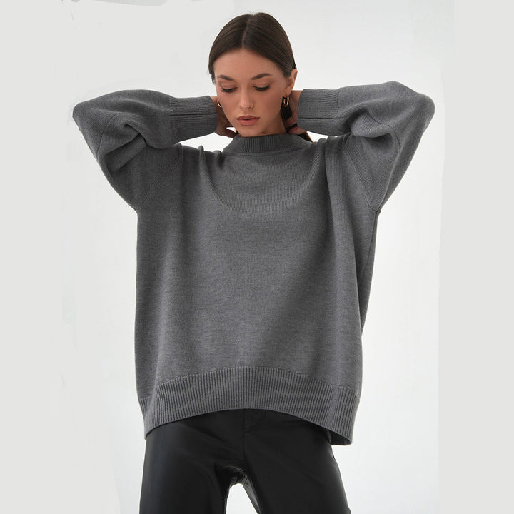 Oversized genser for damer med strukturert strikket mønster Skjora