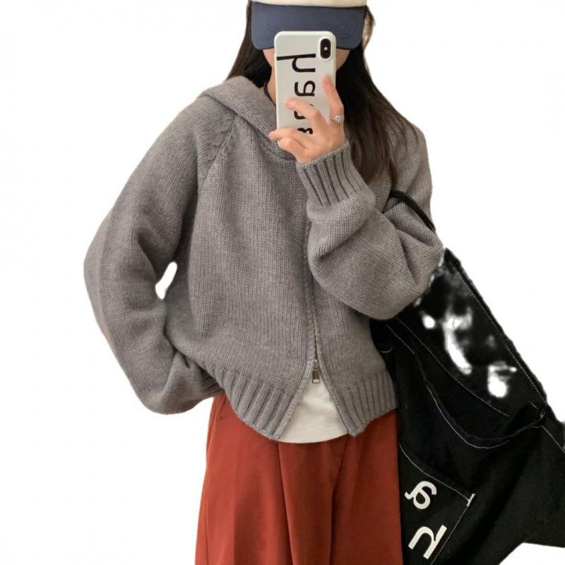 Kvinne Snuggly Hoodie Cardigan med Glidelås og Store Lommer Skjora